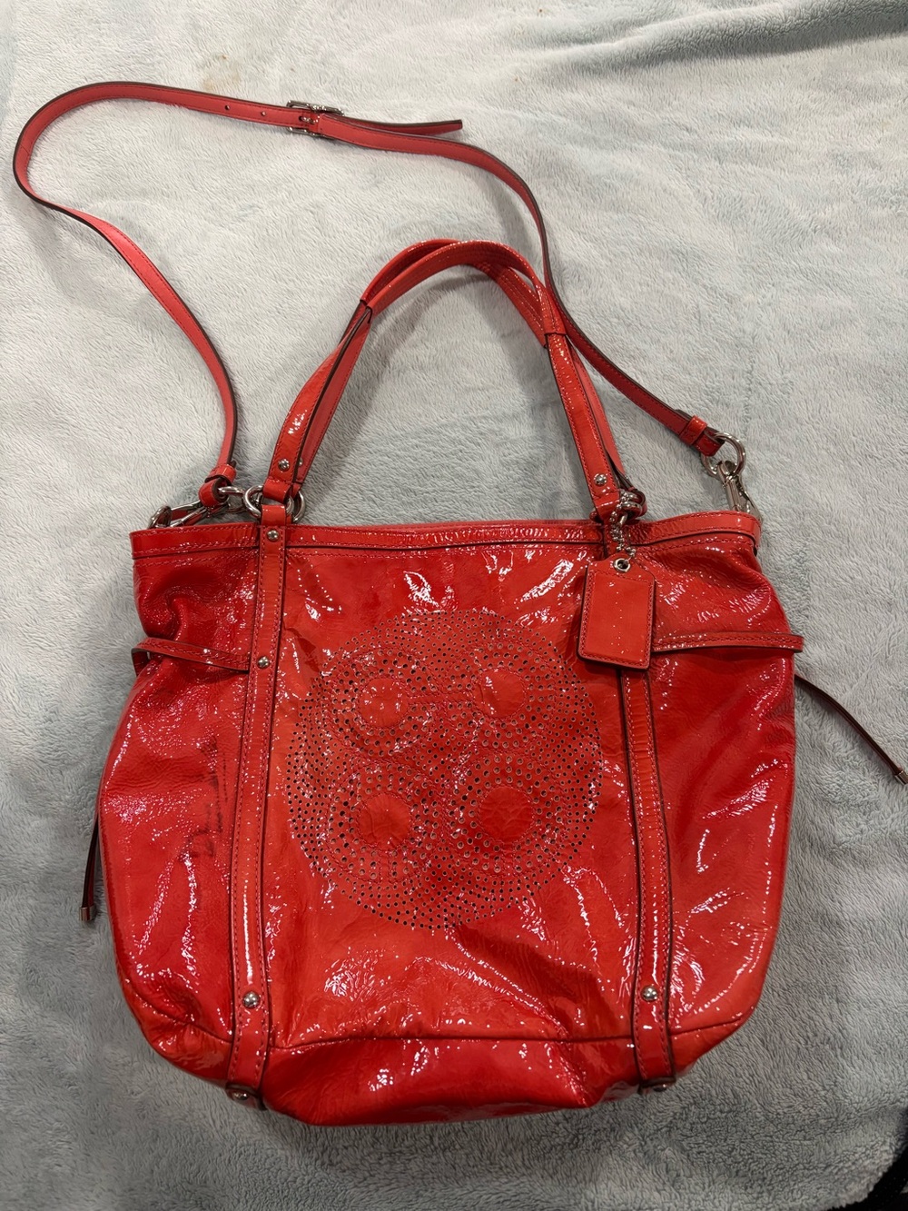 Coach Orange Patent Leather Coach Bag